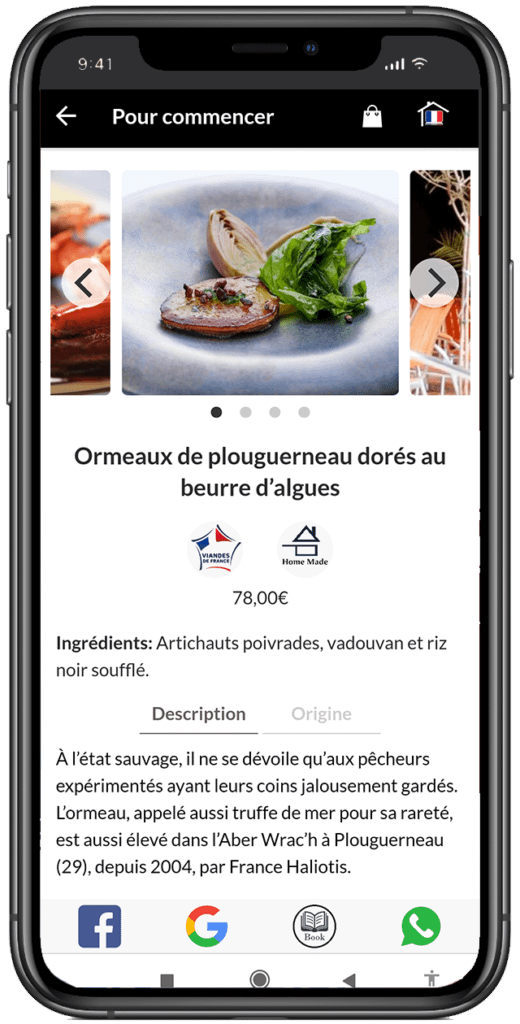 Menu digital ResTranslate produit Breton