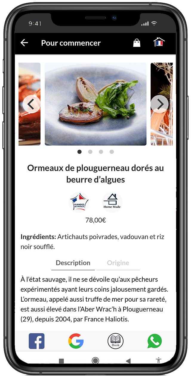 Menu digital ResTranslate produit Breton